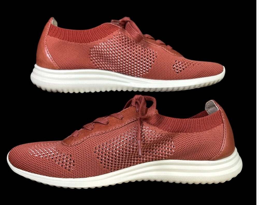 Söfft Novella Red Knit and Leather Lace Up Comfort Sneakers